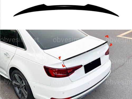 Спойлер лип стиль M4 для Audi A4 B9 2015-2023 ABS пластик, цвет черный глянец