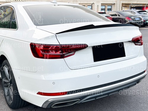 Спойлер лип стиль M4 для Audi A4 B9 2015-2023 ABS пластик, цвет черный глянец