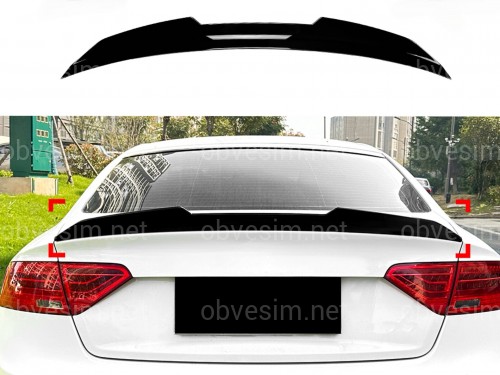 Спойлер лип стиль PSM для Audi A5 8T 4D 2007-2016 ABS пластик, цвет черный глянец