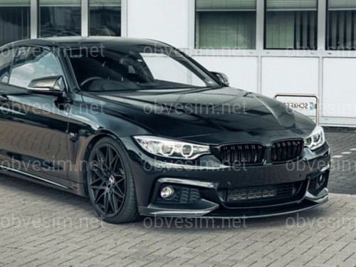 Юбка переднего бампера M performance BMW 4 series F32 F33 F36 2013-2020 ABS пластик, черный глянец