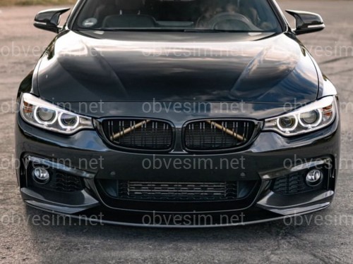 Юбка переднего бампера M performance BMW 4 series F32 F33 F36 2013-2020 ABS пластик, черный глянец