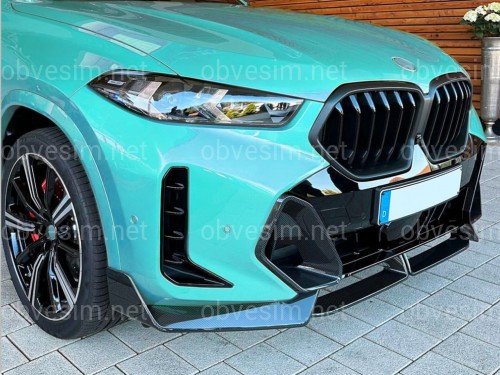 Юбка переднего бампера M-Perfomance для BMW X6 G06 LCI 2022+ ABS пластик, черный глянец