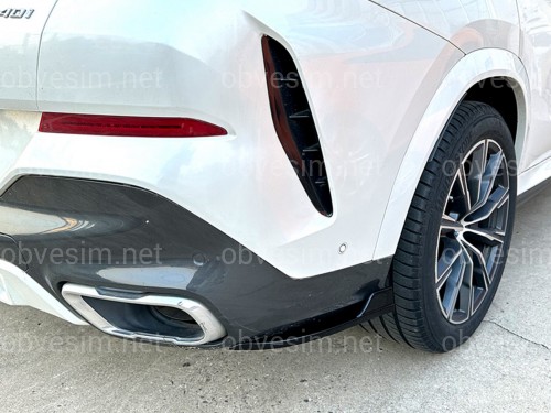 Лезвия накладки заднего бампера M-Performance BMW X6 G06 2019- 2шт. ABS пластик, черный глянец