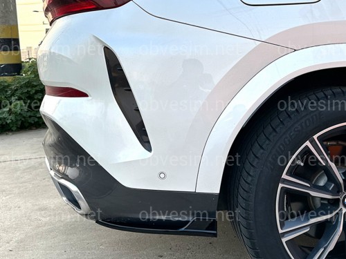 Лезвия накладки заднего бампера M-Performance BMW X6 G06 2019- 2шт. ABS пластик, черный глянец