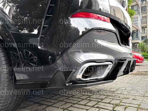 Юбка накладка заднего бампера M Performance BMW X6 G06 2019+ ABS пластик, цвет черный глянец