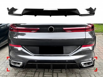 Юбка накладка заднего бампера M Performance BMW X6 G06 2019+ ABS пластик, цвет черный глянец