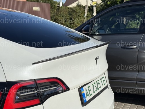 Спойлер лип для Tesla Model Y 2020-2024 ABS пластик, цвет карбон