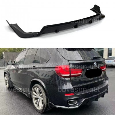 Диффузор накладка заднего бампера Paradigma M-Performance для BMW X5 F15 2013-2018, цвет черный глянец