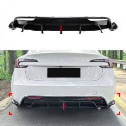 Накладка заднего бампера со стопом для Tesla Model 3 2025- ABS пластик, цвет черный глянец