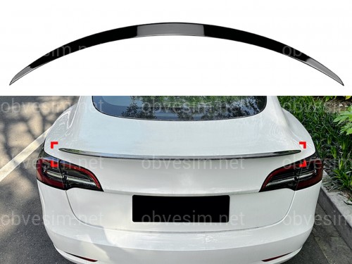 Спойлер лип для Tesla Model 3 2017-2024 ABS пластик, цвет черный глянец