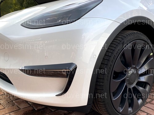 Накладки на противотуманные фары для Tesla Model Y 2020-2024 ABS пластик, цвет черный глянец