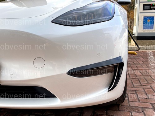 Накладки на противотуманные фары для Tesla Model Y 2020-2024 ABS пластик, цвет черный глянец