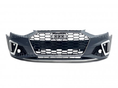 Бампер передний в сборе S-Line ХРОМ для Audi A4 B9 2020-2023