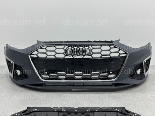 Бампер передний в сборе S-Line ХРОМ для Audi A4 B9 2020-2023