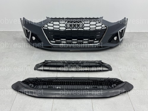 Бампер передний в сборе S-Line ХРОМ для Audi A4 B9 2020-2023