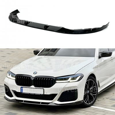 Юбка накладка переднего бампера M Perfomance BMW 5 series G30 G31 LCI 2020-2024 ABS пластик, черный глянец