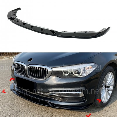 Юбка накладка переднего бампера BMW 5 series G30 G31 2016-2020 ABS пластик, черный глянец