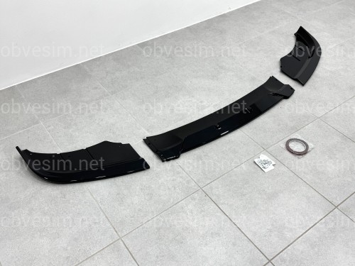 Юбка накладка переднего бампера BMW 5 series F10 F11 LCI 2013-2016 ABS пластик, цвет черный глянец