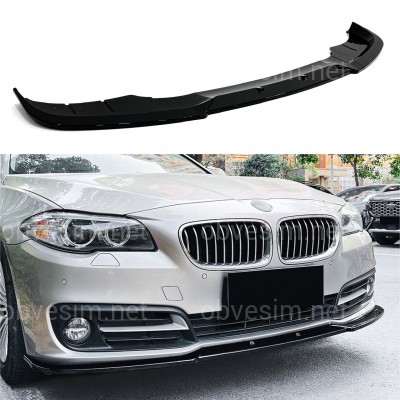 Юбка накладка переднего бампера BMW 5 series F10 F11 LCI 2013-2016 ABS пластик, цвет черный глянец