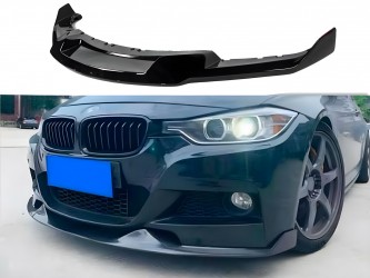 Юбка переднего бампера MAD LIP F30 F31 2012-2018 к бамперу м пакет, цвет черный глянец