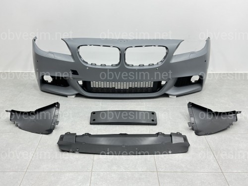Передний бампер в сборе M Paket BMW 5 Series F10 F11 2010-2013 (под омыватели / с отверстиями под парктроники / с отверстиями туманок)