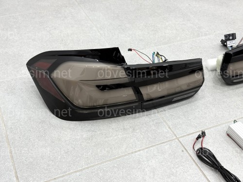 Задние LED фонари стиль G30 для BMW 3 series F30 2012-2018 дымчатые, комплект 4шт.