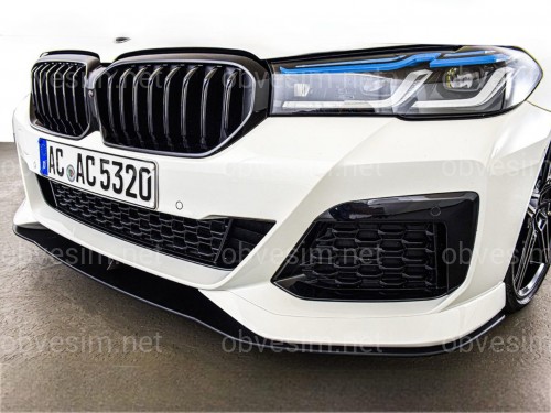 Накладка переднего бампера M-Performance стиль AC Schnitzer для BMW 5 series G30 31 2020-2023 ABS пластик, цвет черный глянец