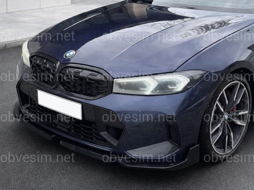 Юбка накладка переднего бампера M-Performance BMW 3 series G20 G21 LCI 2022+ ABS пластик, цвет черный глянец