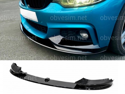 Юбка переднего бампера M Paket для BMW 4 series F32 F33 F36 2013-2020 ABS пластик, черный глянец