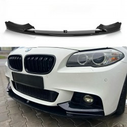 Накладка переднего бампера юбка M performance BMW 5 series F10 F11 2010-2016 абс пластик, черный глянец 