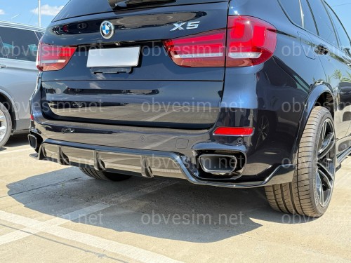 Диффузор накладка заднего бампера Paradigma M-Performance для BMW X5 F15 2013-2018, цвет черный глянец