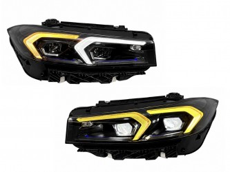Фары LCI 2022+ рестайлинг Shadow Line для BMW G20 / G21 2019-2022 2шт. с заменой бампера на 22+ / 2 РЕЖИМА ДХО БЕЛЫЕ / ЖЕЛТЫЕ