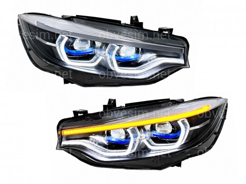 Фары в стиле LASER для BMW 4 series F32 F33 F36 F80 2016-2020 2шт. комплектные с блоками, КСЕНОН 6 PIN В LED