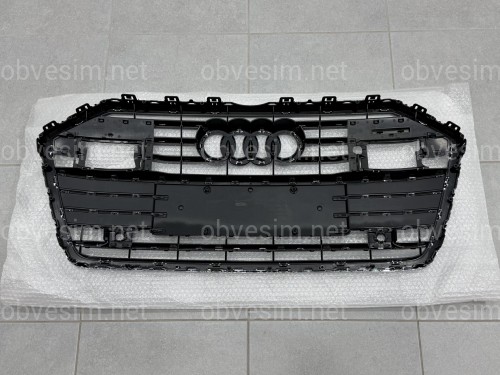 Решетка радиатора ПОД РАДАРЫ Audi A6 C8 2018+ темно-серая с хромом
