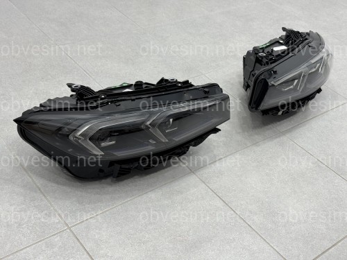 Фары LCI 2022+ рестайлинг Shadow Line для BMW G20 / G21 2019-2022 2шт. с заменой бампера на 22+ / 2 РЕЖИМА ДХО БЕЛЫЕ / ЖЕЛТЫЕ