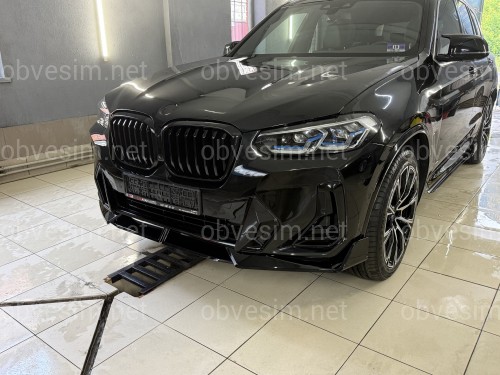 Юбка переднего бампера M-Performance LCI для BMW X3 G01 / X4 G02 2022-2024 ABS пластик, черный глянец