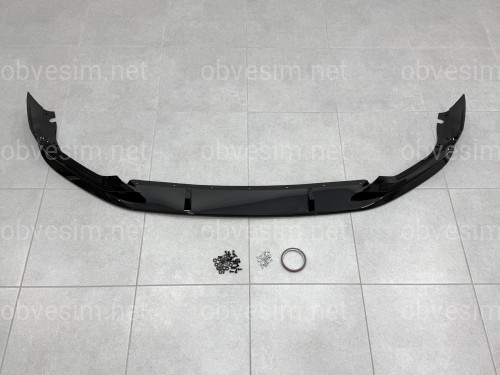 Накладка юбка переднего бампера M-Paket Competition LCI для BMW 5 series G30 2020-2023, черный глянец