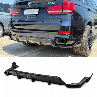 Диффузор накладка заднего бампера Paradigma M-Performance для BMW X5 F15 2013-2018, цвет черный глянец
