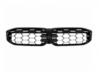 Решетка радиатора соты Black / Silver BMW 3 series G20 G21 рестайлинг 2022+ 51135A357F9 без камеры 