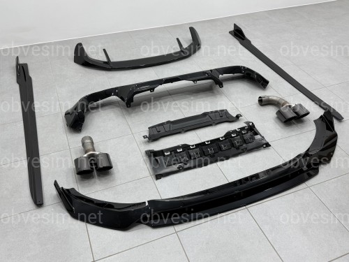 Комплект обвеса M-Performance (юбка, диффузор, лезвия, спойлер, трубы) для BMW X3 G01 2018-2021, цвет черный глянец