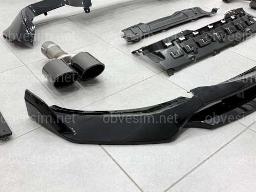 Комплект обвеса M-Performance (юбка, диффузор, лезвия, спойлер, трубы) для BMW X3 G01 2018-2021, цвет черный глянец