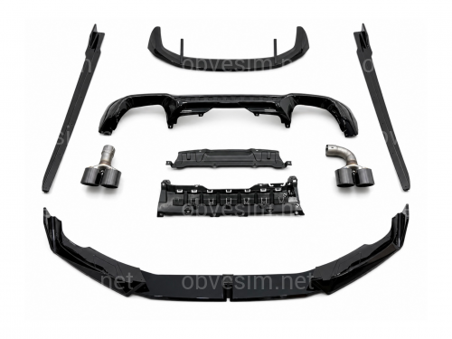 Комплект обвеса M-Performance (юбка, диффузор, лезвия, спойлер, трубы) для BMW X3 G01 LCI 2022-2024, цвет черный глянец