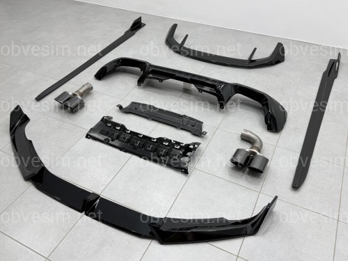 Комплект обвеса M-Performance (юбка, диффузор, лезвия, спойлер, трубы) для BMW X3 G01 LCI 2022-2024, цвет черный глянец