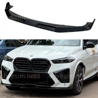 Юбка накладка переднего бампера BMW X5M G05 F95 2023+ ABS пластик, черный глянец