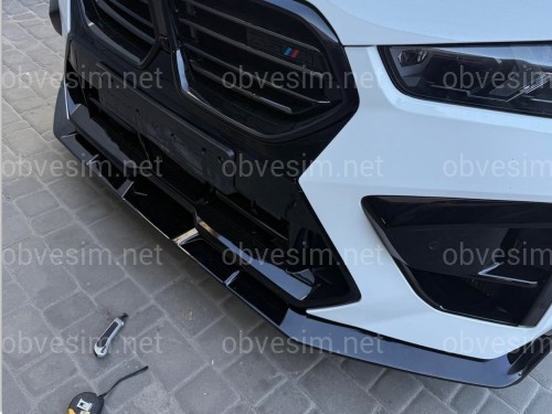 Юбка накладка переднего бампера BMW X5M G05 F95 2023+ ABS пластик, черный глянец