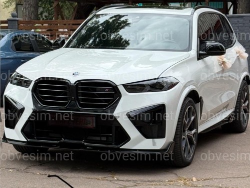 Юбка накладка переднего бампера BMW X5M G05 F95 2023+ ABS пластик, черный глянец