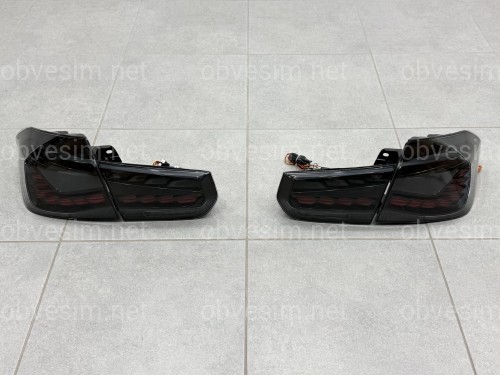 Задние LED фонари стиль M4 для BMW 3 series F30 2012-2018 дымчатые, комплект 4шт.