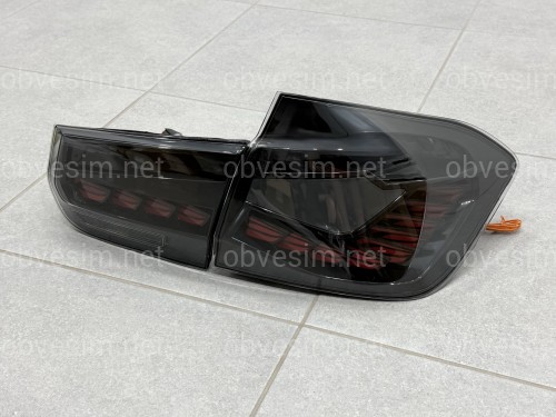 Задние LED фонари стиль M4 для BMW 3 series F30 2012-2018 дымчатые, комплект 4шт.