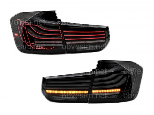 Задние LED фонари стиль CSL для BMW 3 series F30 2012-2018 дымчатые, комплект 4шт.