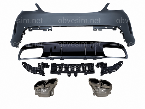 Задний бампер с насадками в сборе AMG Mercedes C-class W205 2014-2021